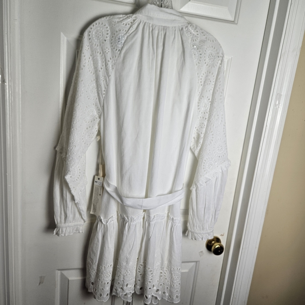 Happy Nature Women White Open Lace Dress/Tunic Size Large - Picture 2 of 16